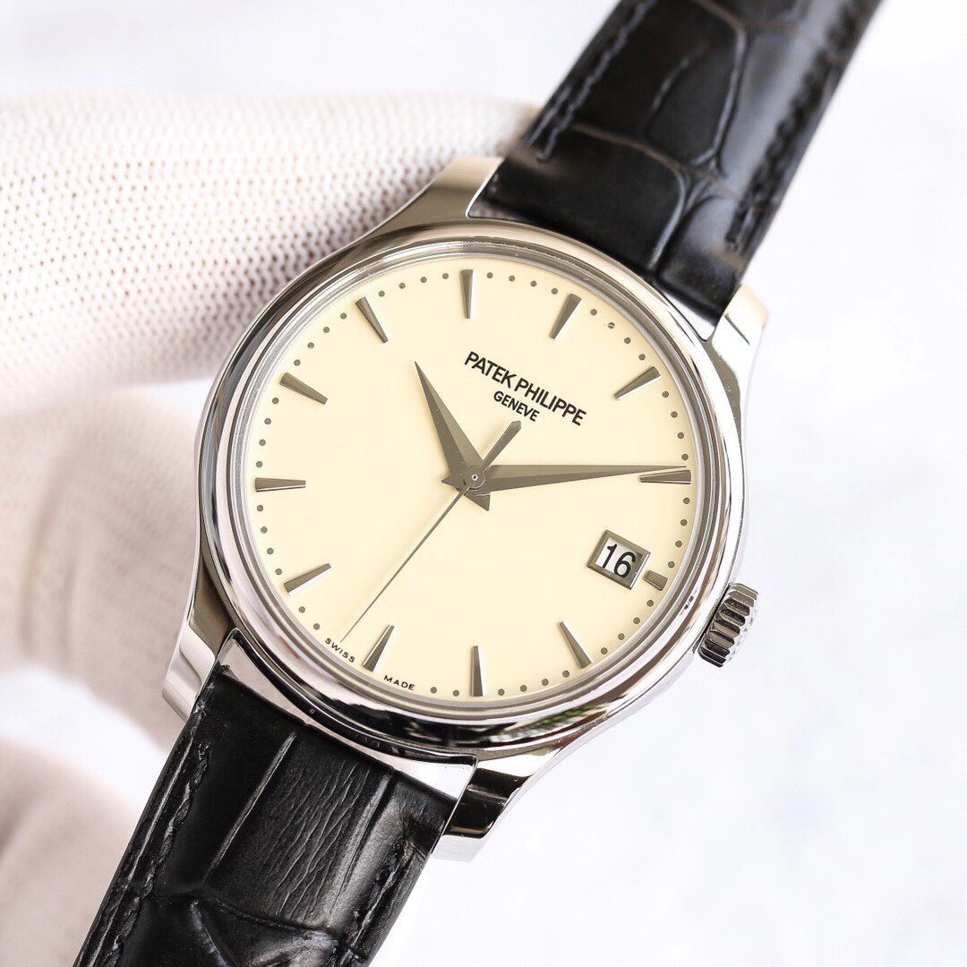 Calatrava 5227 SS ZF V3 1:1 Best Edition White Dial on Black Leather Strap 324CS – Image 5
