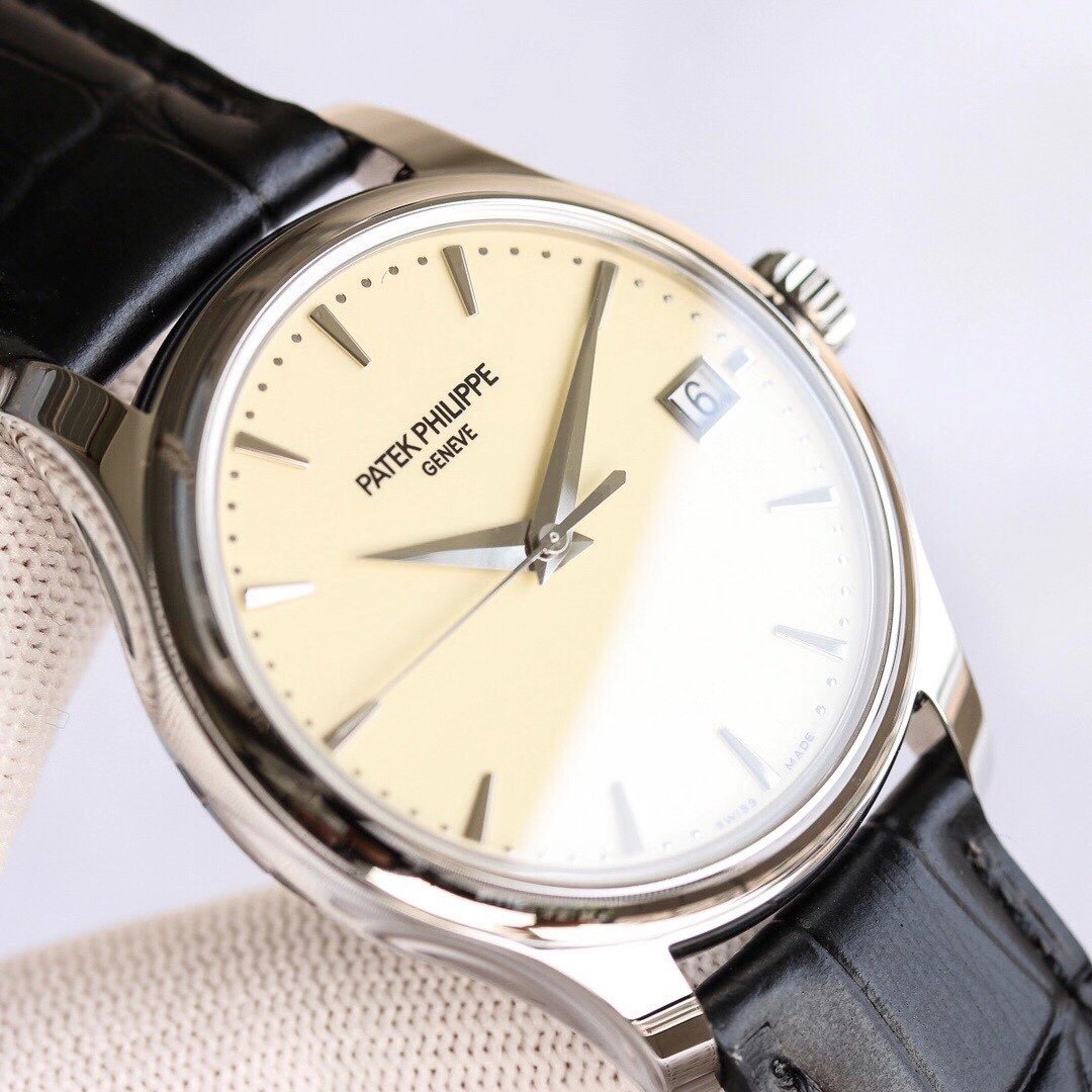 Calatrava 5227 SS ZF V3 1:1 Best Edition White Dial on Black Leather Strap 324CS – Image 7