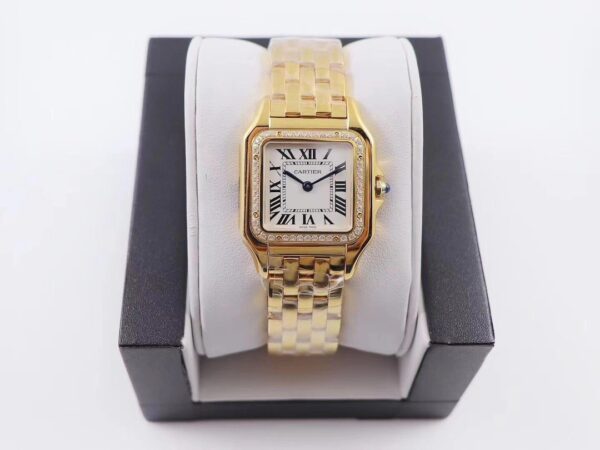 Panthère 22mm BVF 1:1 Best Edition YG White Dial Diamonds Bezel on YG Bracelet Ronda Quartz