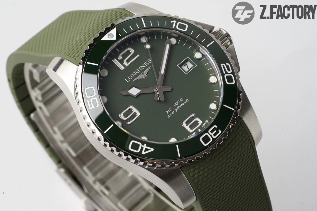 Conquest L3.840.4.56.6 Real Ceramic Bezel SS ZF 1:1 Best Edition Green dial On Green Rubber Strap A2824 – Image 3