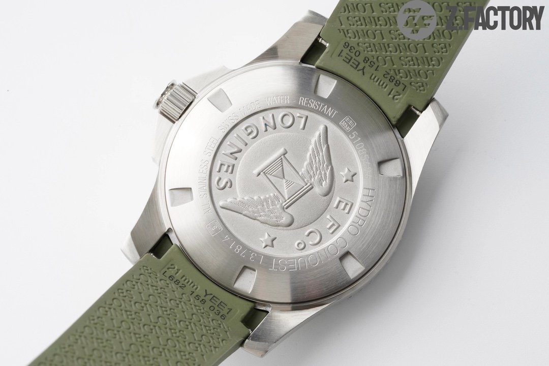 Conquest L3.840.4.56.6 Real Ceramic Bezel SS ZF 1:1 Best Edition Green dial On Green Rubber Strap A2824 – Image 6