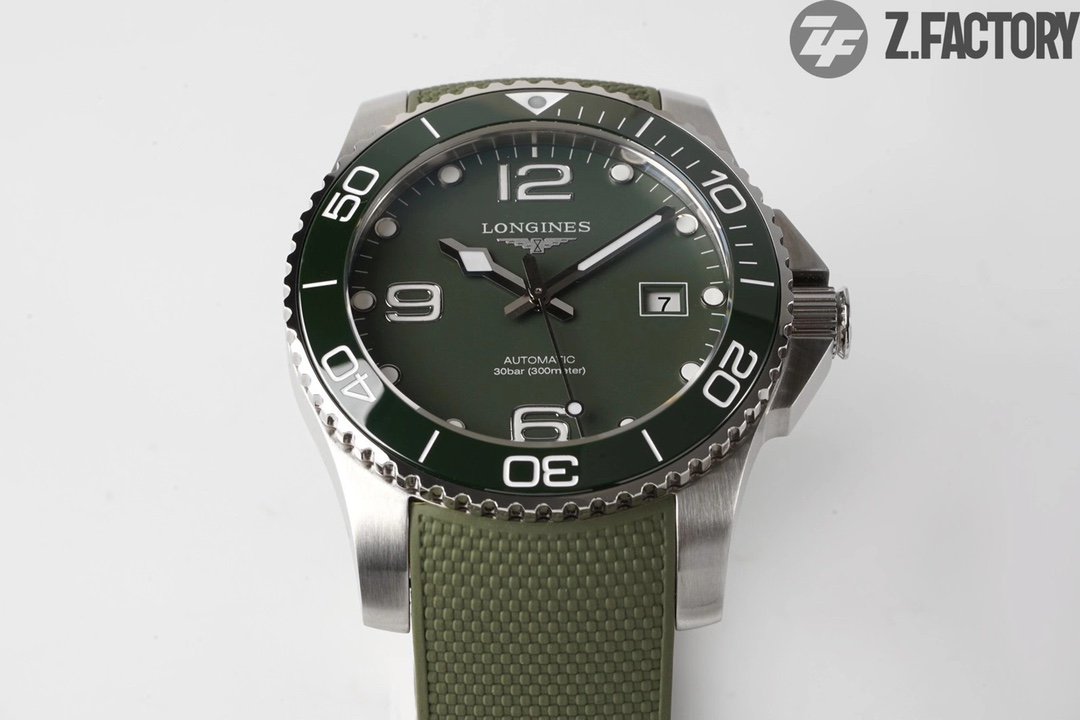 Conquest L3.840.4.56.6 Real Ceramic Bezel SS ZF 1:1 Best Edition Green dial On Green Rubber Strap A2824 – Image 2
