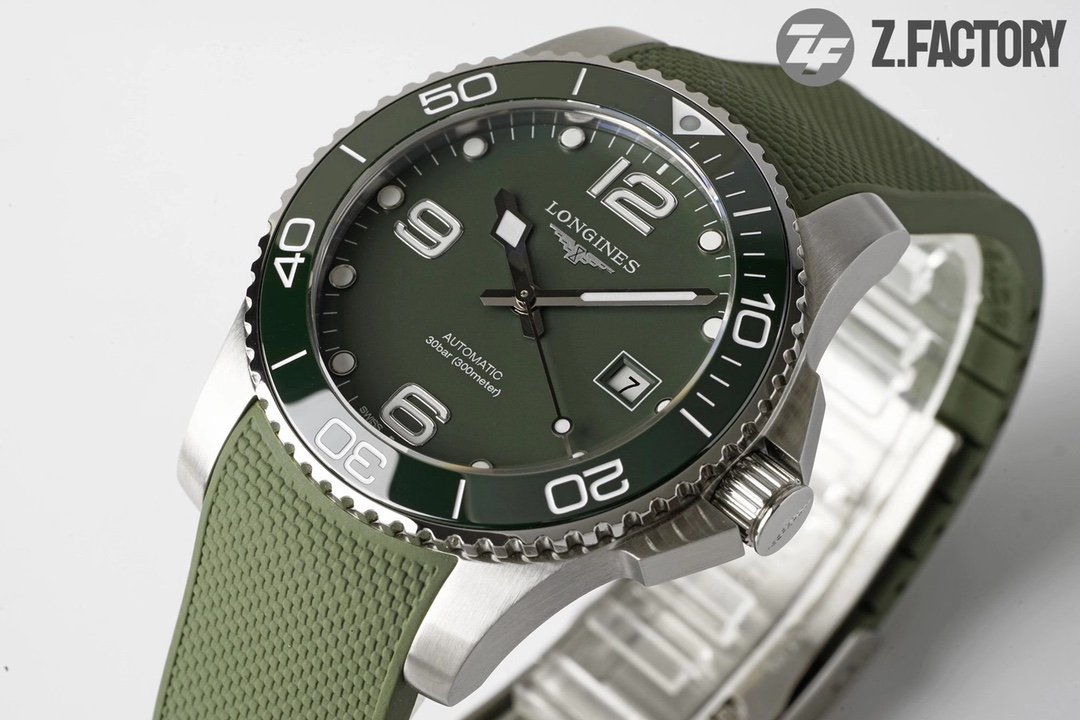 Conquest L3.840.4.56.6 Real Ceramic Bezel SS ZF 1:1 Best Edition Green dial On Green Rubber Strap A2824 – Image 9