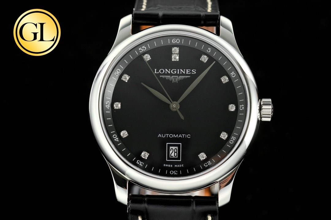 Longines Master Series 38.5mm 1:1 Best Edition Black dial On Leather Strap