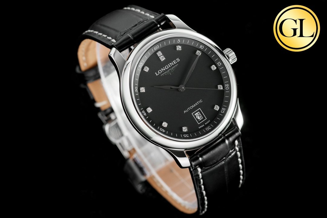 Longines Master Series 38.5mm 1:1 Best Edition Black dial On Leather Strap – Image 2
