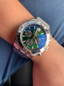 Chronomat B01 42mm SS TF 1:1 Best Edition Green Dial on SS Bracelet A7750 - Image 8