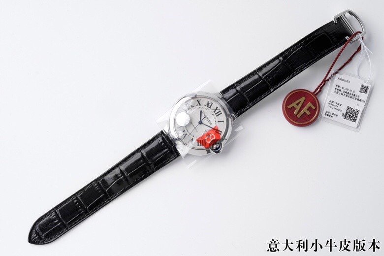 Ballon Bleu 42mm SS AF 1:1 Best Edition White Texture Dial on Black Crocodile Strap A2892 – Image 2