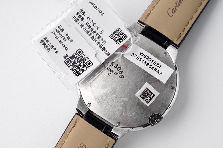 Ballon Bleu 42mm SS AF 1:1 Best Edition White Texture Dial on Black Crocodile Strap A2892 – Image 4