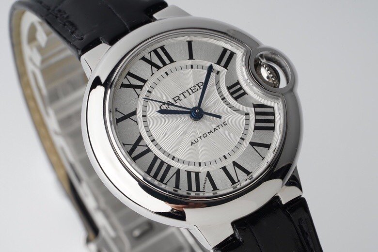 Ballon Bleu 33mm SS AF 1:1 Best Edition White Textured Dial on Black Leather Strap SEIKO NH05A – Image 8