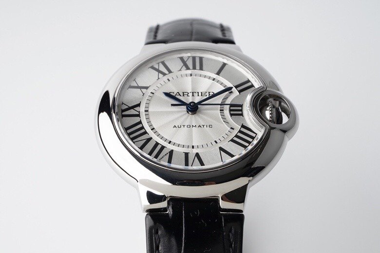 Ballon Bleu 33mm SS AF 1:1 Best Edition White Textured Dial on Black Leather Strap SEIKO NH05A – Image 2