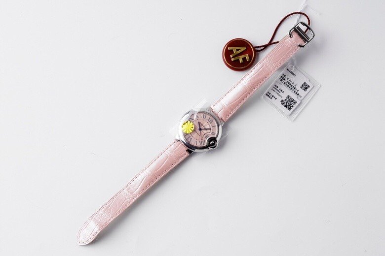 Ballon Bleu 33mm SS AF 1:1 Best Edition Pink Textured Dial on Pink Leather Strap SEIKO NH05A – Image 5