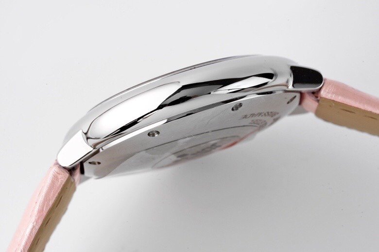 Ballon Bleu 33mm SS AF 1:1 Best Edition Pink Textured Dial on Pink Leather Strap SEIKO NH05A – Image 3