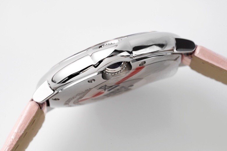 Ballon Bleu 33mm SS AF 1:1 Best Edition Pink Textured Dial on Pink Leather Strap SEIKO NH05A – Image 9