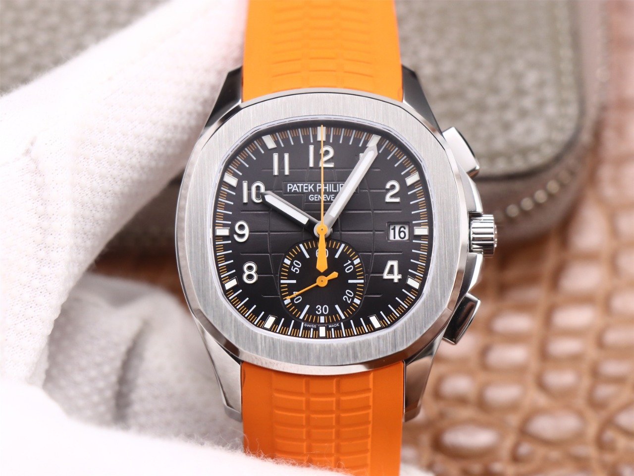 Aquanaut 5968 SS OMF Best Edition Gray Dial on Orange Rubber Strap A520