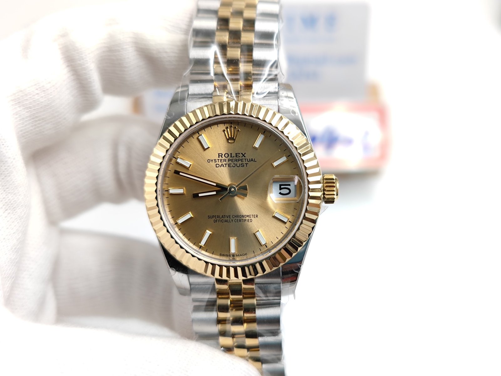 Datejust Midsize 31mm Jub Flt YG/SS Gold/Stk BPF A2824