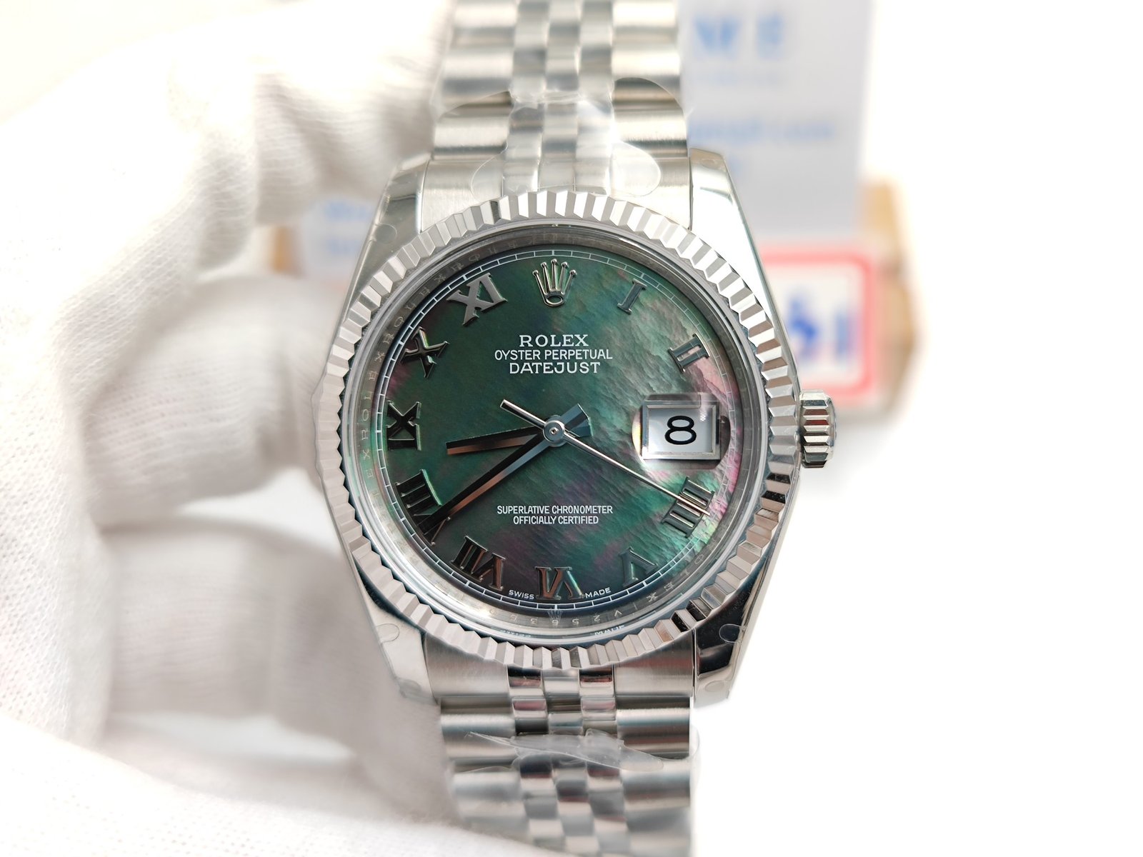 DateJust 36mm Jub Flt SS/SS Black MOP Roman BPF A3135 Mod