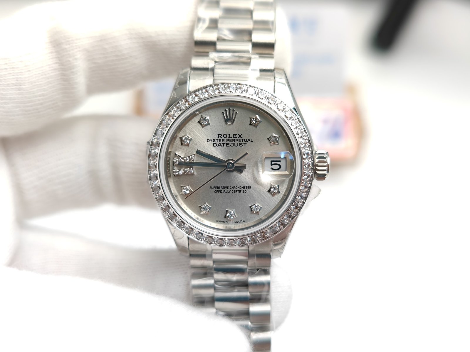 DateJust Ladies 28mm Pres Dm SS/SS Grey/St D BPF A2671