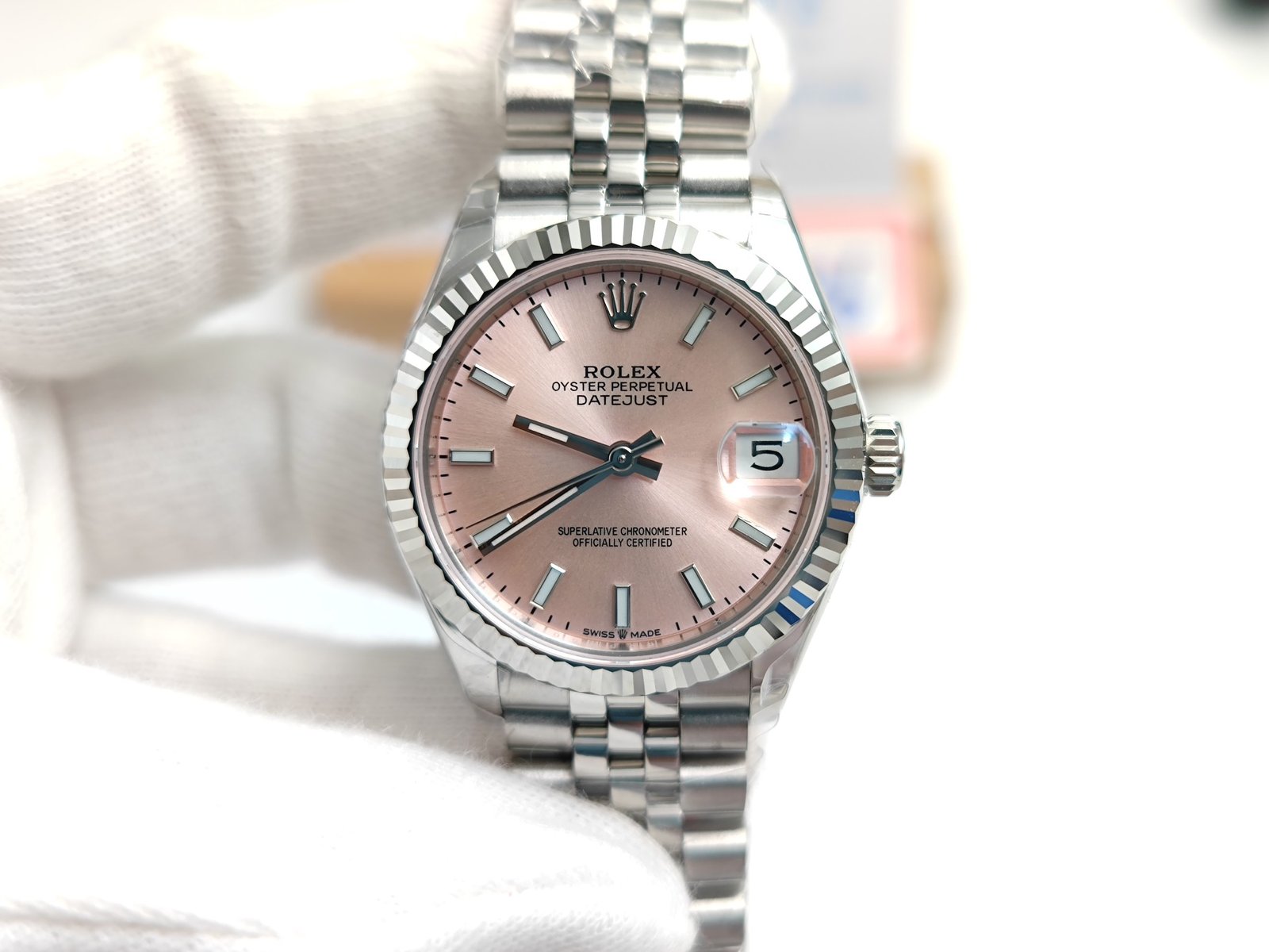 DateJust Midsize 31mm Jub Flt SS/SS Pink/Stk EWF A2688