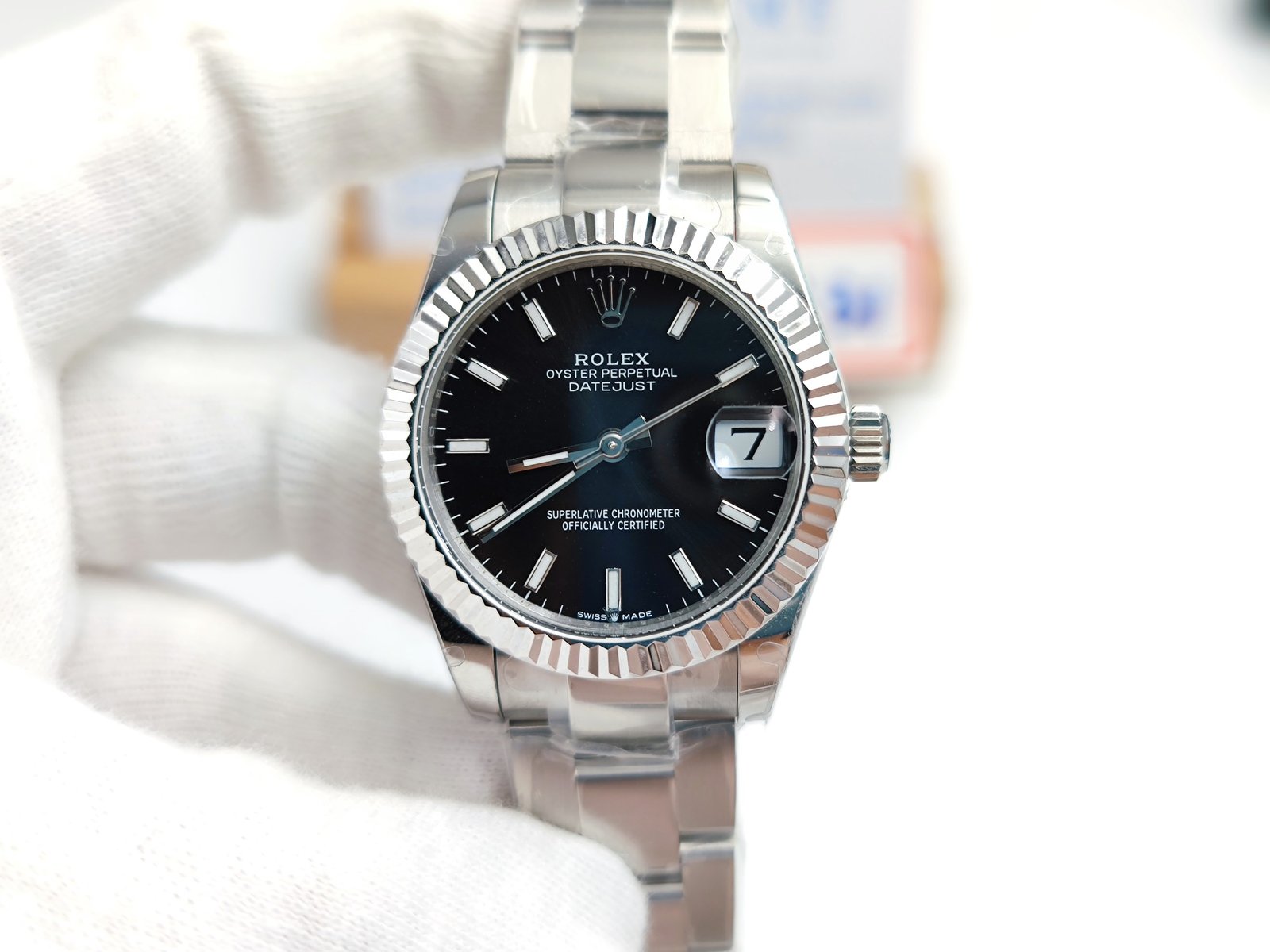 DateJust Midsize 31mm Oys Flt SS/SS Blk/Stk BPF A2824