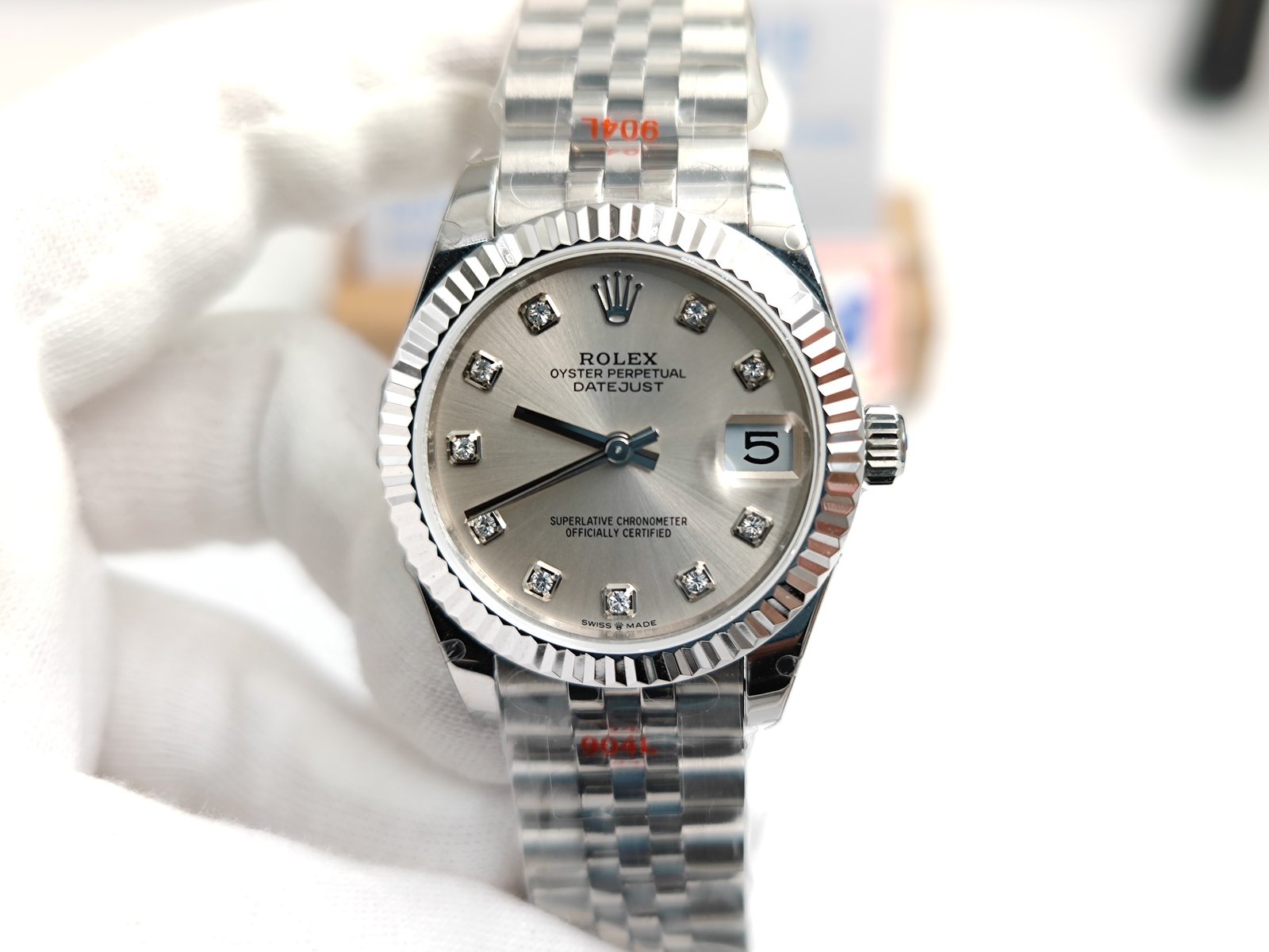 DateJust Midsize 31mm Pres Flt SS/SS SilvWht Dia GMF A2824