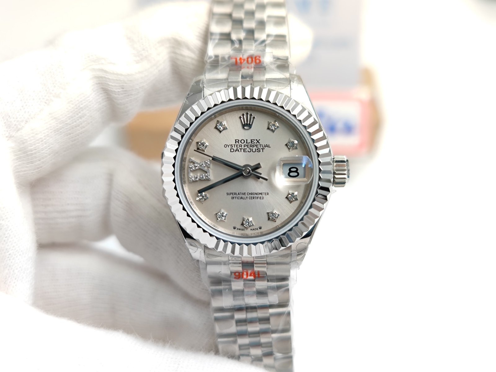 DateJust Ladies 28mm Jub Flt 904 SS/SS S-Gry/S-Dia GMF A2671