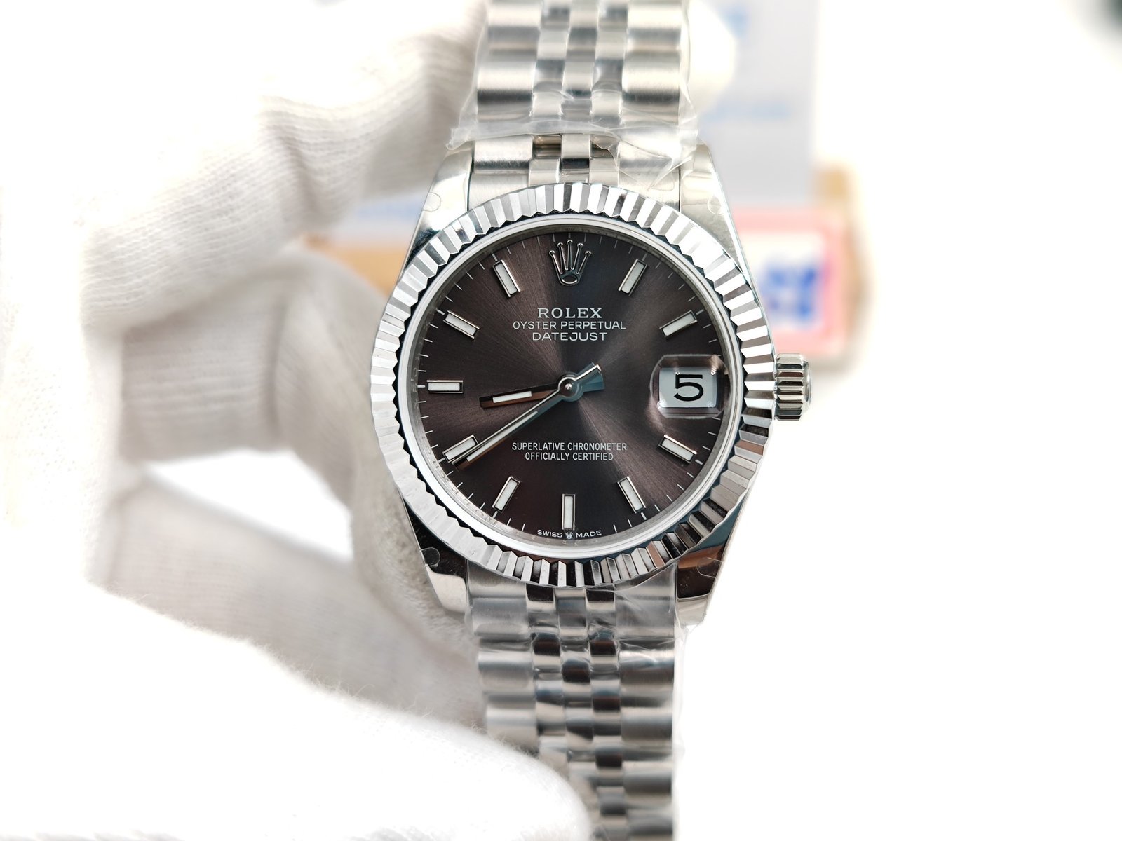 DateJust Midsize 31mm Jub Flt SS/SS Grey/Stk BPF A2824