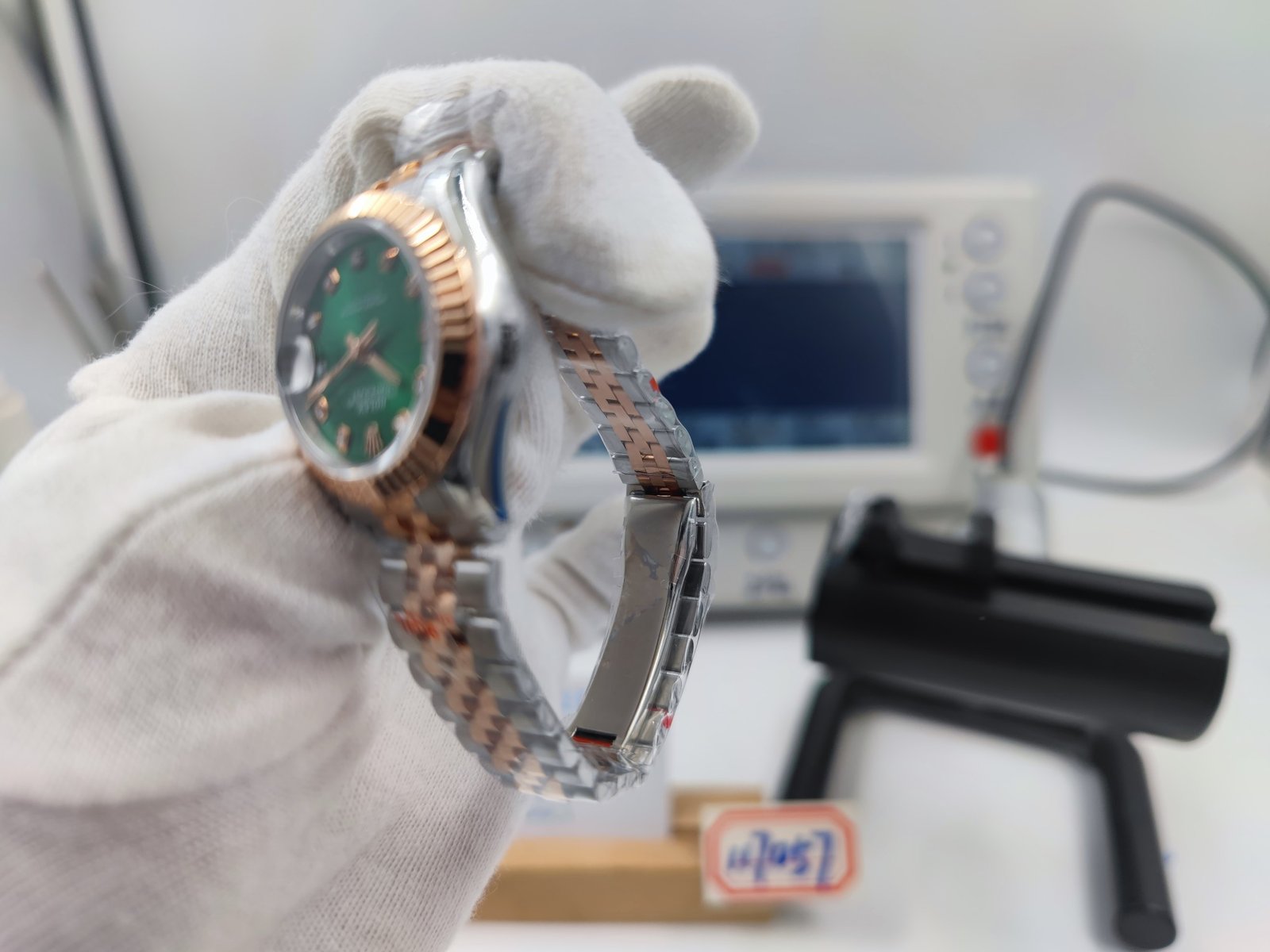 DateJust Ladies 28mm Jub Flt 904L RG/SS Grn/Dia GMF A2671 – Image 9